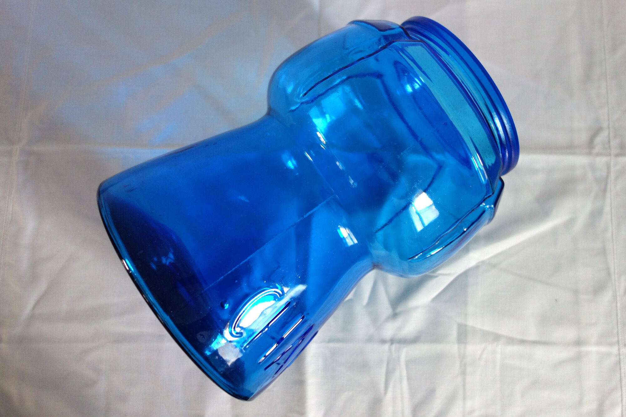 Champagne bucket vintage blue glass cork