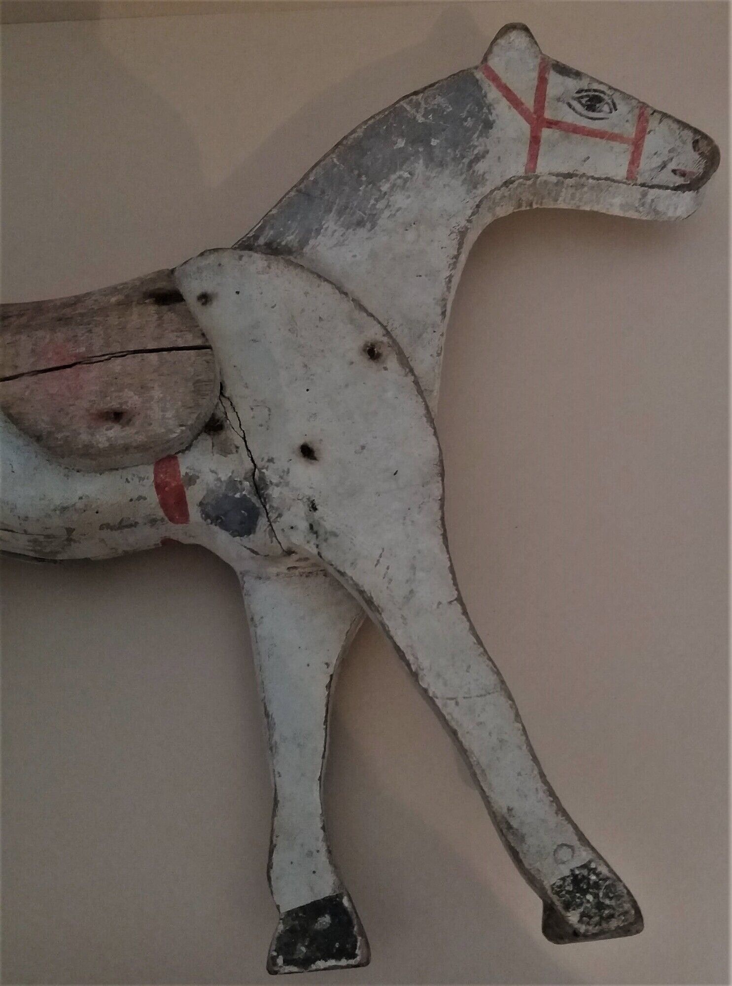Jouet cheval en bois articulé ancien, début XXème