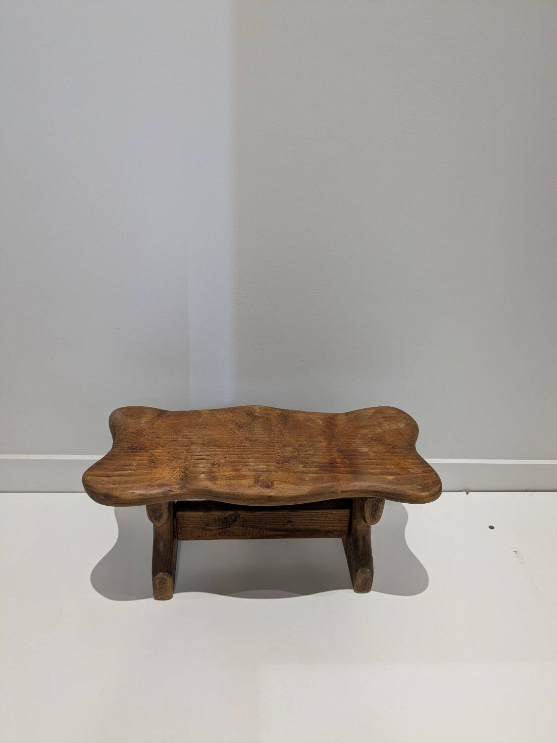 Vintage solid wood footrest - small farmhouse bench stool