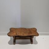Vintage solid wood footrest - small farmhouse bench stool