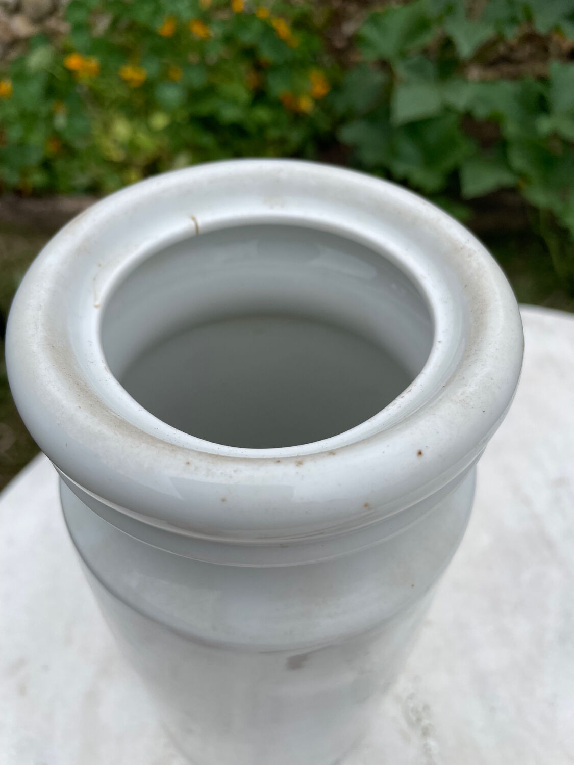 Pot à cornichons vintage porcelaine blanche