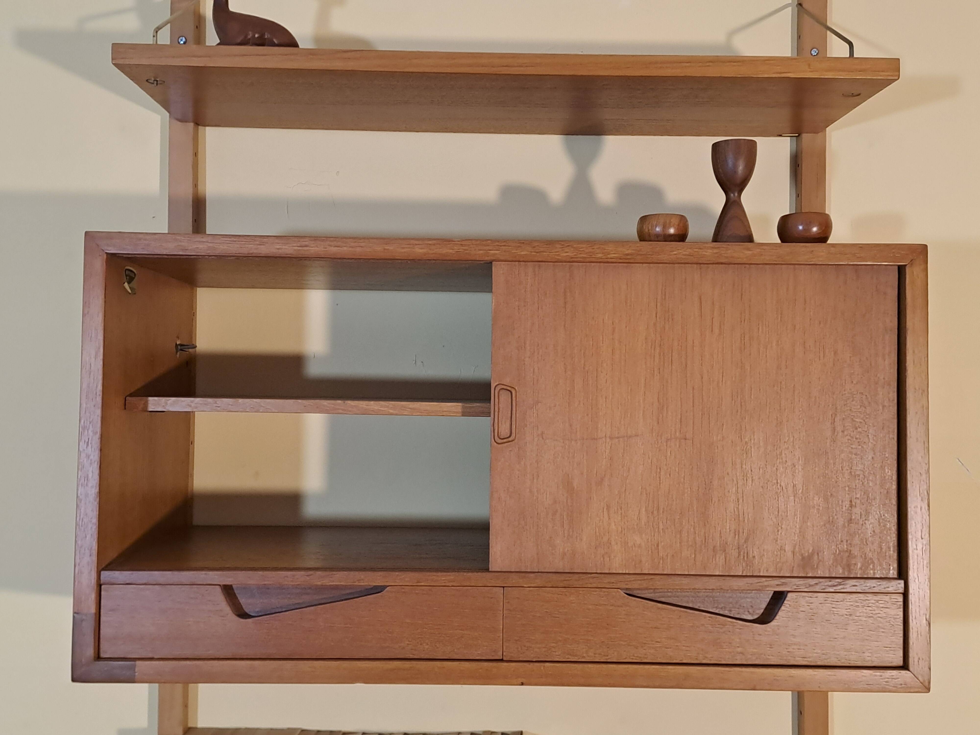 Teak wall secretary RIVAL, Vintage Scandinavian 1960s