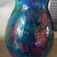 Vase Laque Line verre eglomisé vintage 80