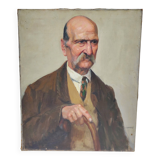 Portrait of grandfather, oil on canvas, L. Lambert, vintage