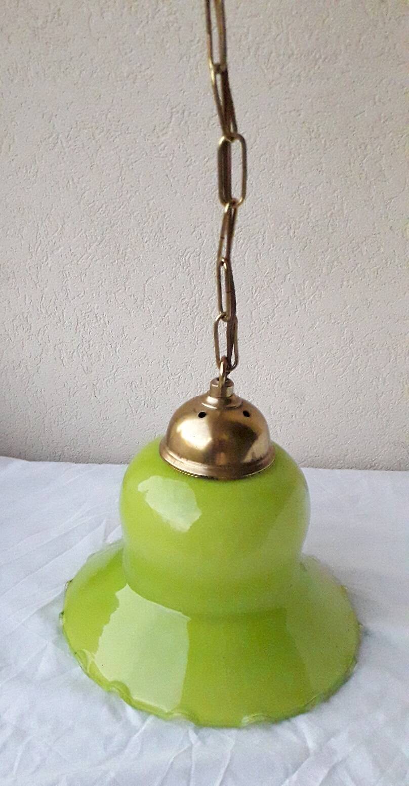 Green and bronze glass pendant light
