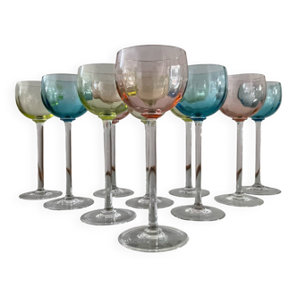Set of 10 vintage stemmed glasses