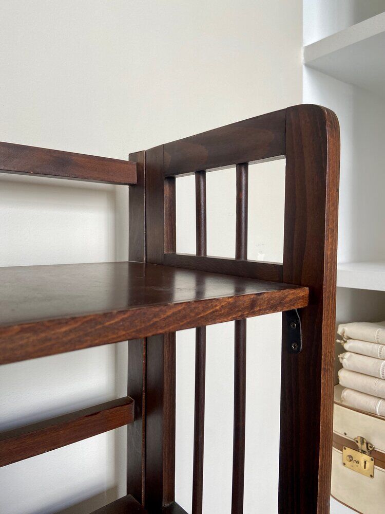 Dark wood folding bookcase 4 shelves