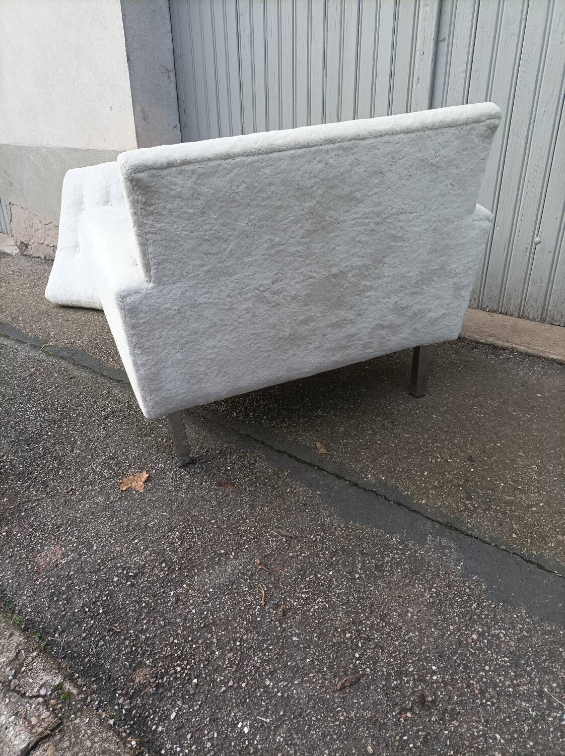 Vintage white fabric armchair