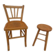 Set chair and stool in solid wood in its patina