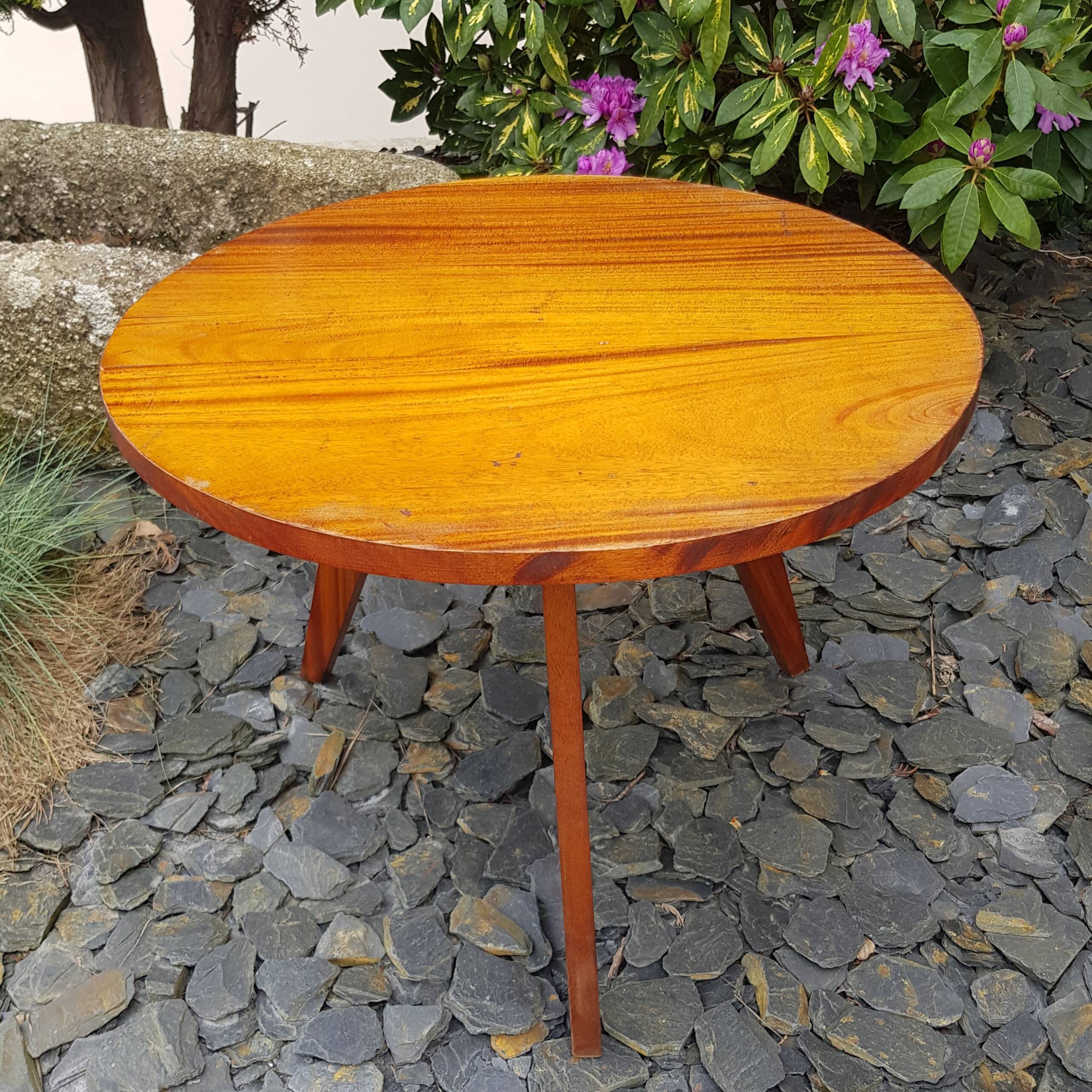Round wooden coffee table