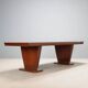 Large vintage wooden and brass table, design, Italy, 1940s-1950s