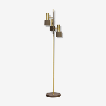 60s Metal and brass three spot floorlamp for Koch & Lowy