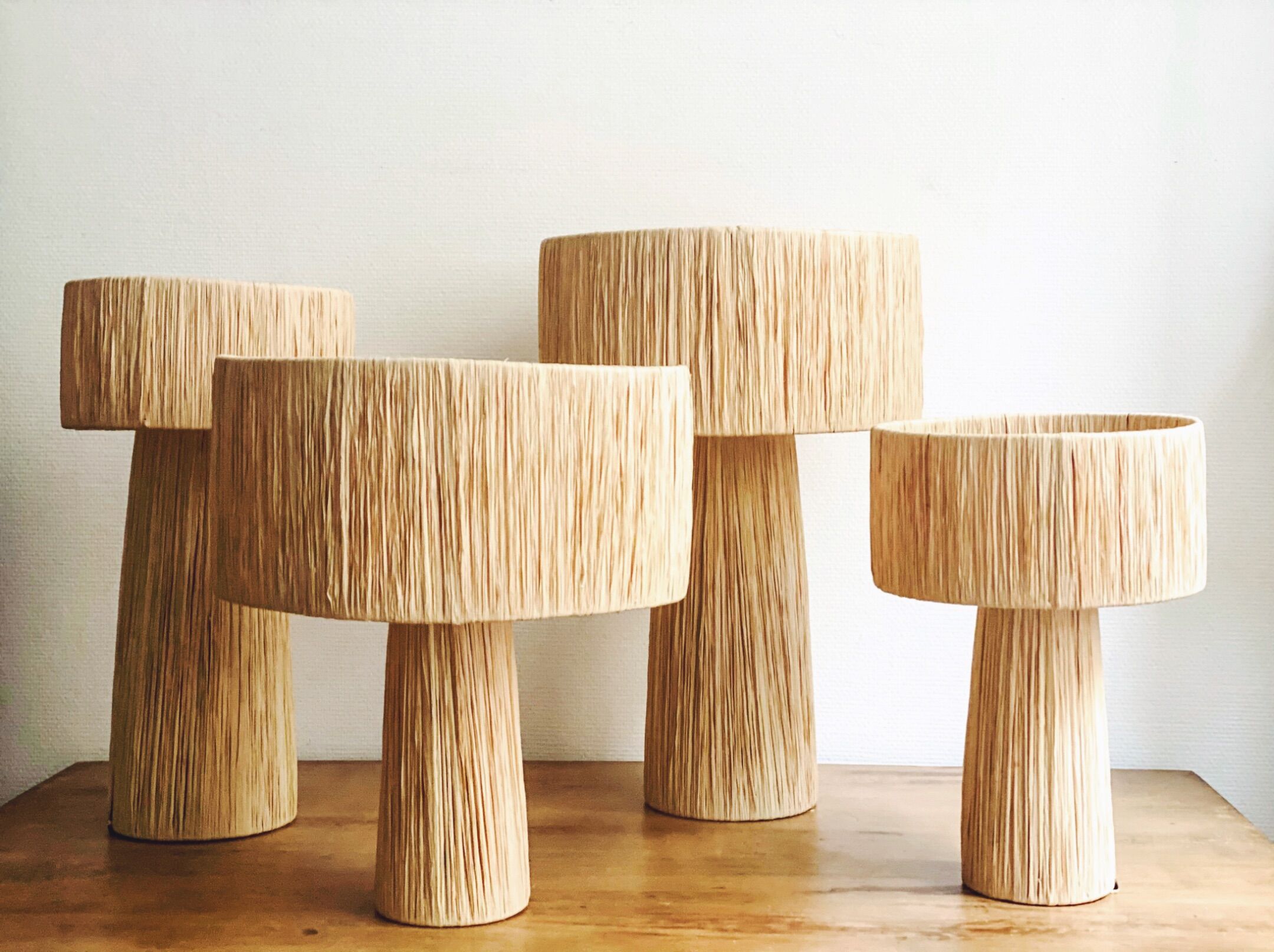 Minimalist bedside lamp raffia