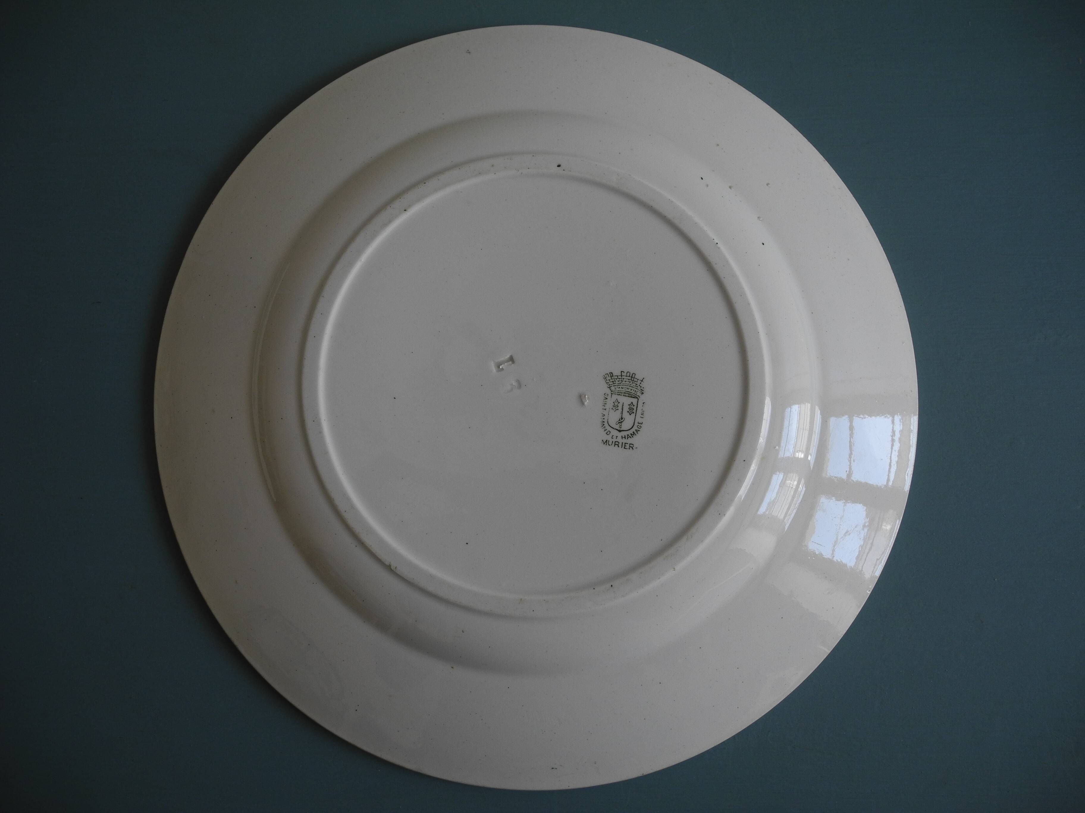 Old earthenware dish St Amand Hamage Murier antique French dish