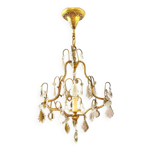Lustre suspension à pampilles en cristal