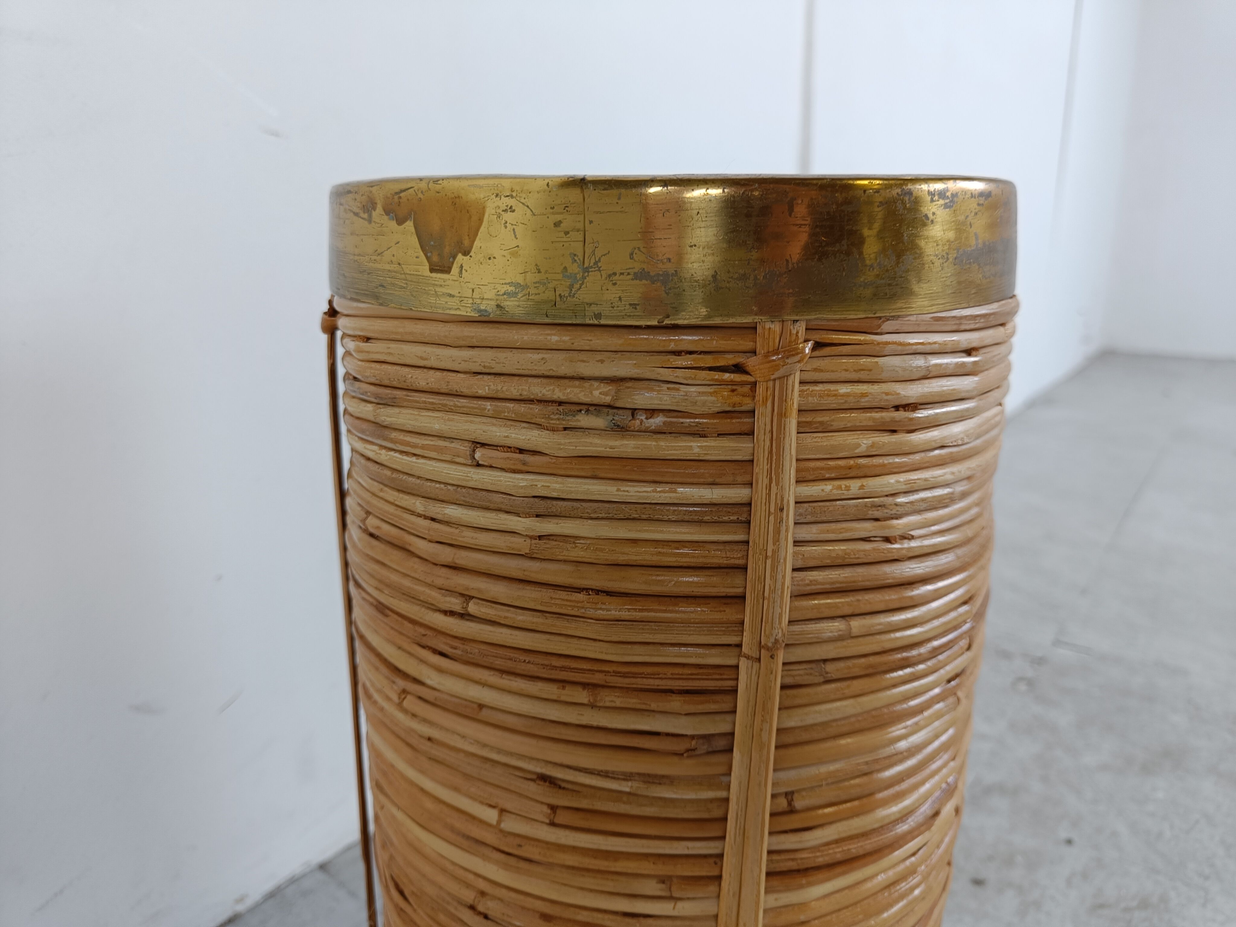 Porte-parapluie vinage en bambou et laiton
