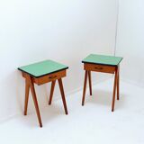 Pair of vintage compass legs bedside tables - circa 1960