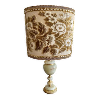 Antique table lamp in marble and tapestry
