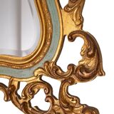 Baroque gilded Louis XV style beveled mirror with " Brevete" label, 1950s