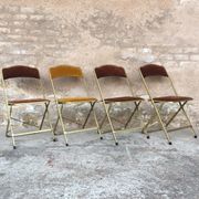 4 folding chairs in Velvet, cinema, gold metal, made in Belgium