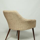 Modern fauteuil en bois orange polka dot bouclé tissus 1960 cocktail fauteuil de salon