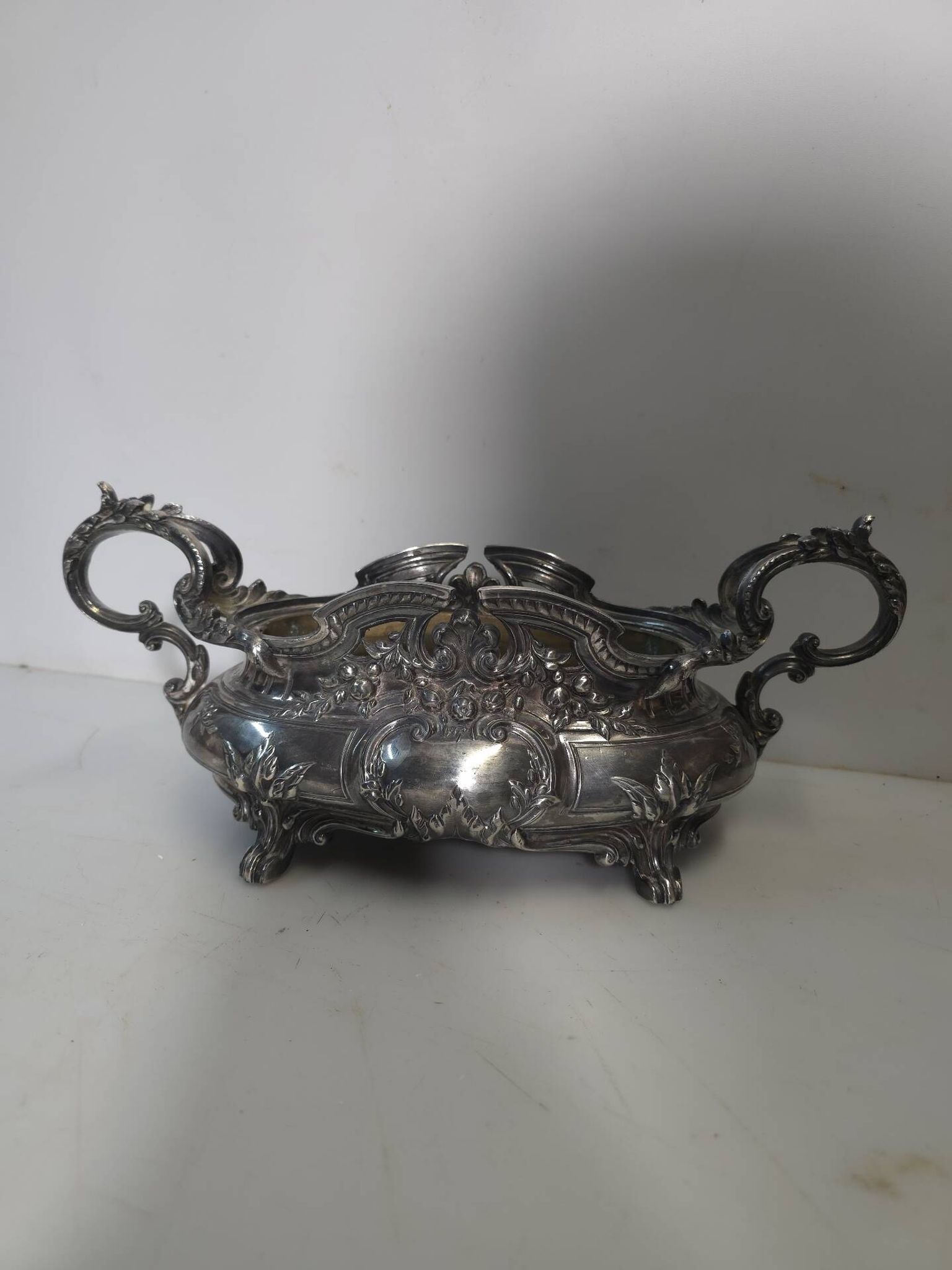 Silver-plated jardinière centrepiece in Louis XV style