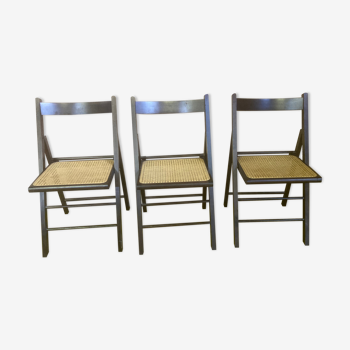 Set de 3 chaises pliantes assise cannelé