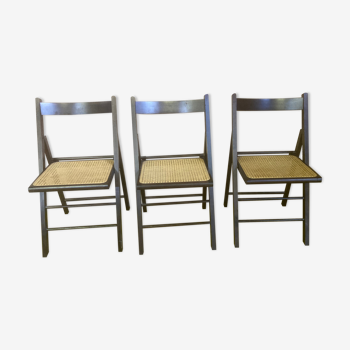 Set of 3 folding chairs fluted seat