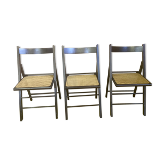 Set of 3 folding chairs fluted seat