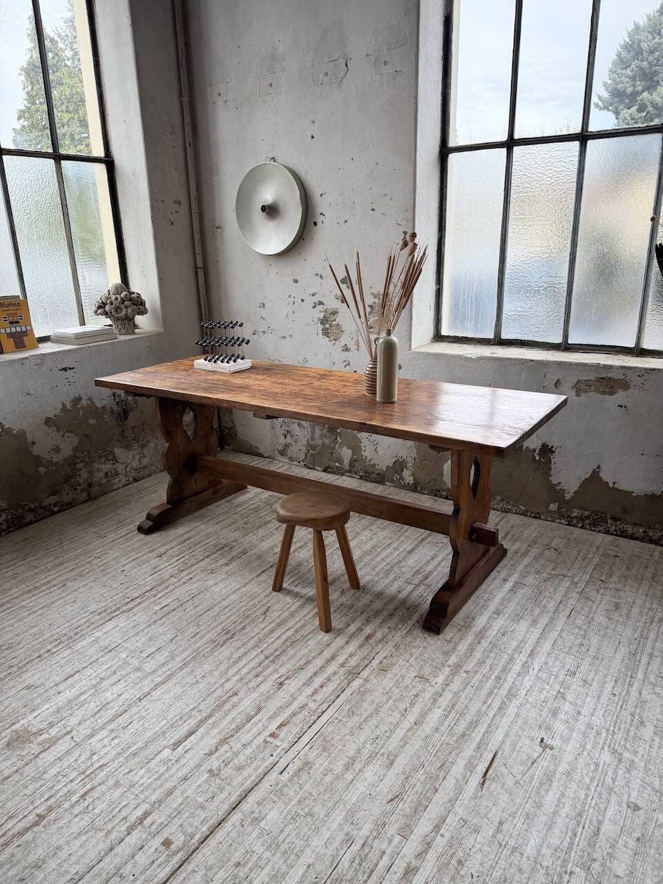 Monastery-style farmhouse table, pine, 210cm