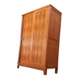 Vintage 1950s oak wardrobe with compass legs