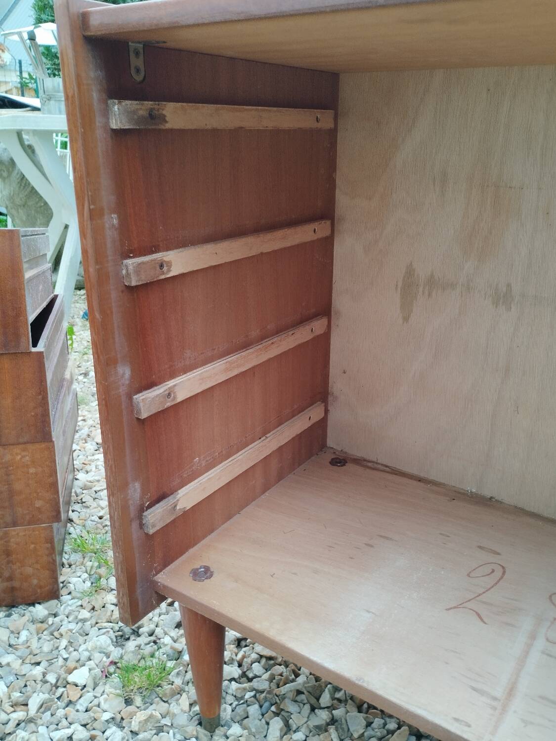 Old vintage chest of drawers with compass foot