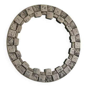 Brutalist round mirror, 1970