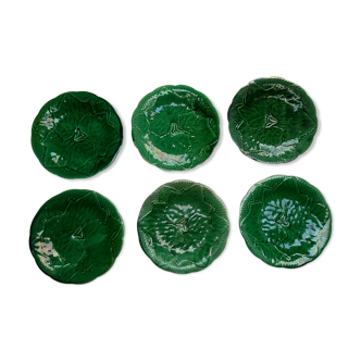 6 plates in dabbling earthenware gien vine leaves