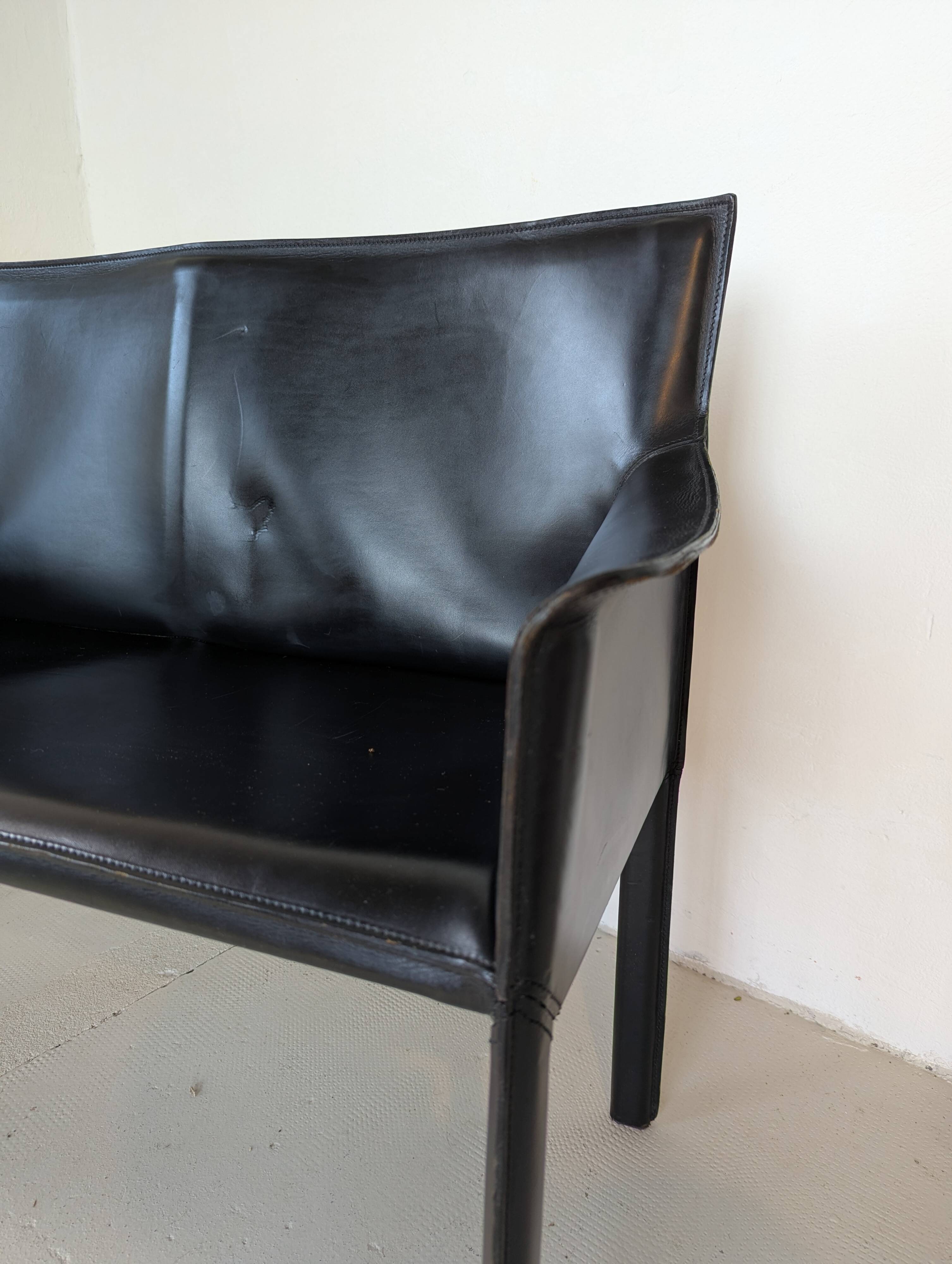 Italian designer leather bench, Enrico Pellizzoni