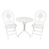 folding garden furniture in white patinated iron