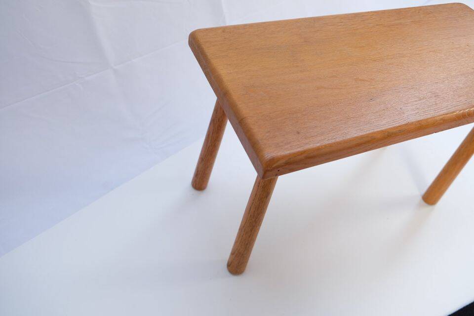 Stool/side table in 60s/70s style, oak, retro vintage