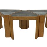Vintage Set of 3 side tables by Porada Arredi, 1970s nesting tables design