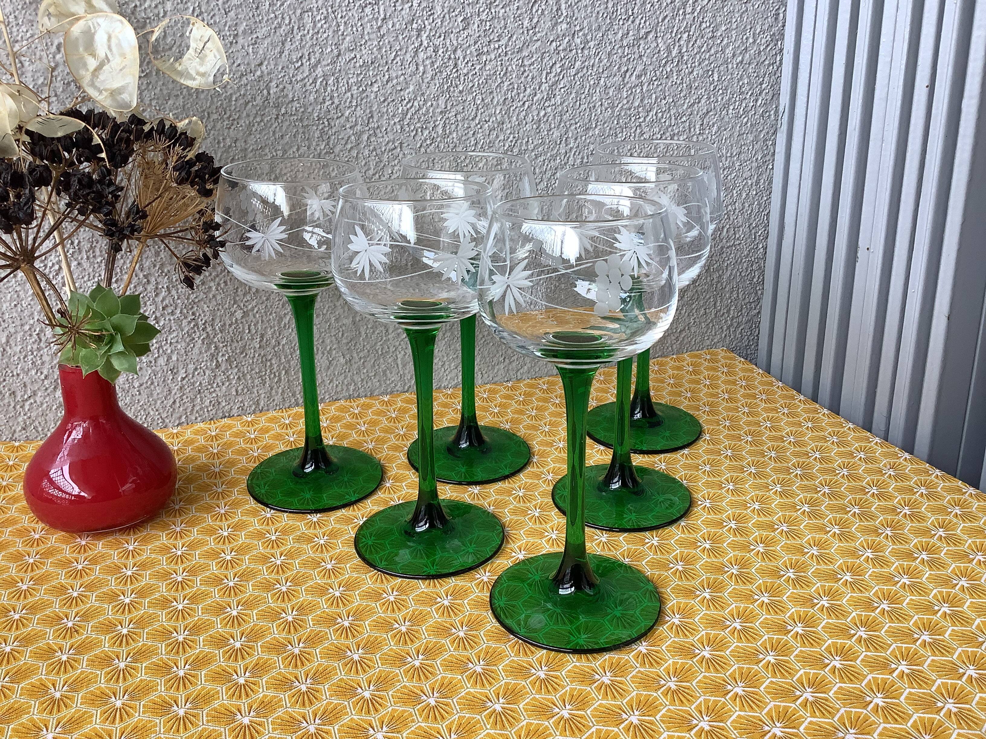 French Roemer Alsace glasses chiseled Luminarc
