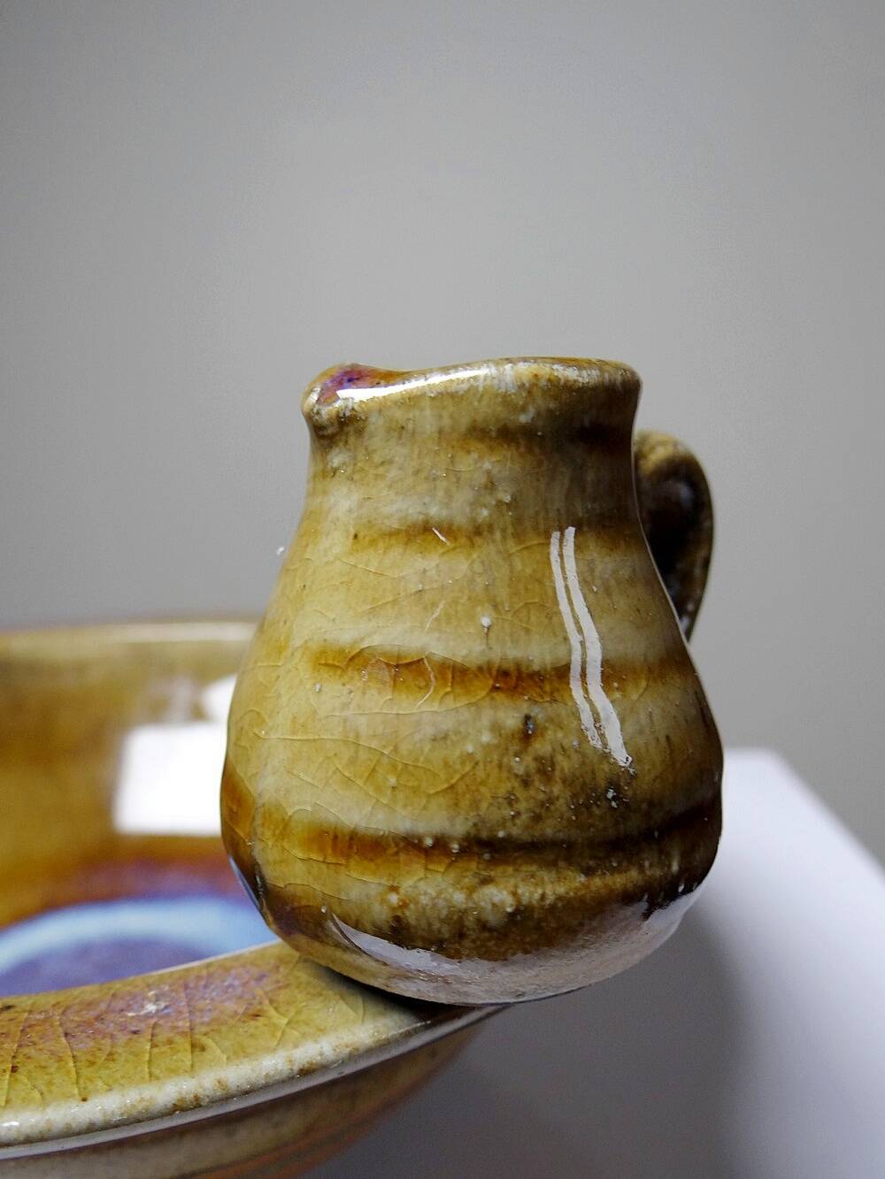 Pretty bowl or small original vintage stoneware cup signed "Marie" La Borne?