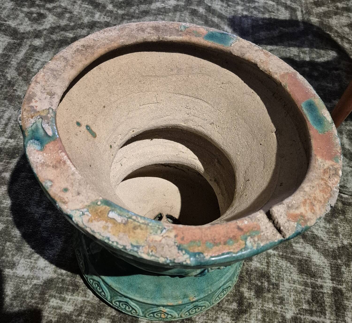 Chinese garden stool ceramic green glaze stoneware