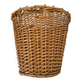 Corbeille à papier en rotin 1950.