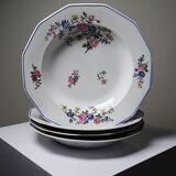 4 deep plates Bernardaud Limoges porcelain with floral decoration from the 1920s to 1950s.