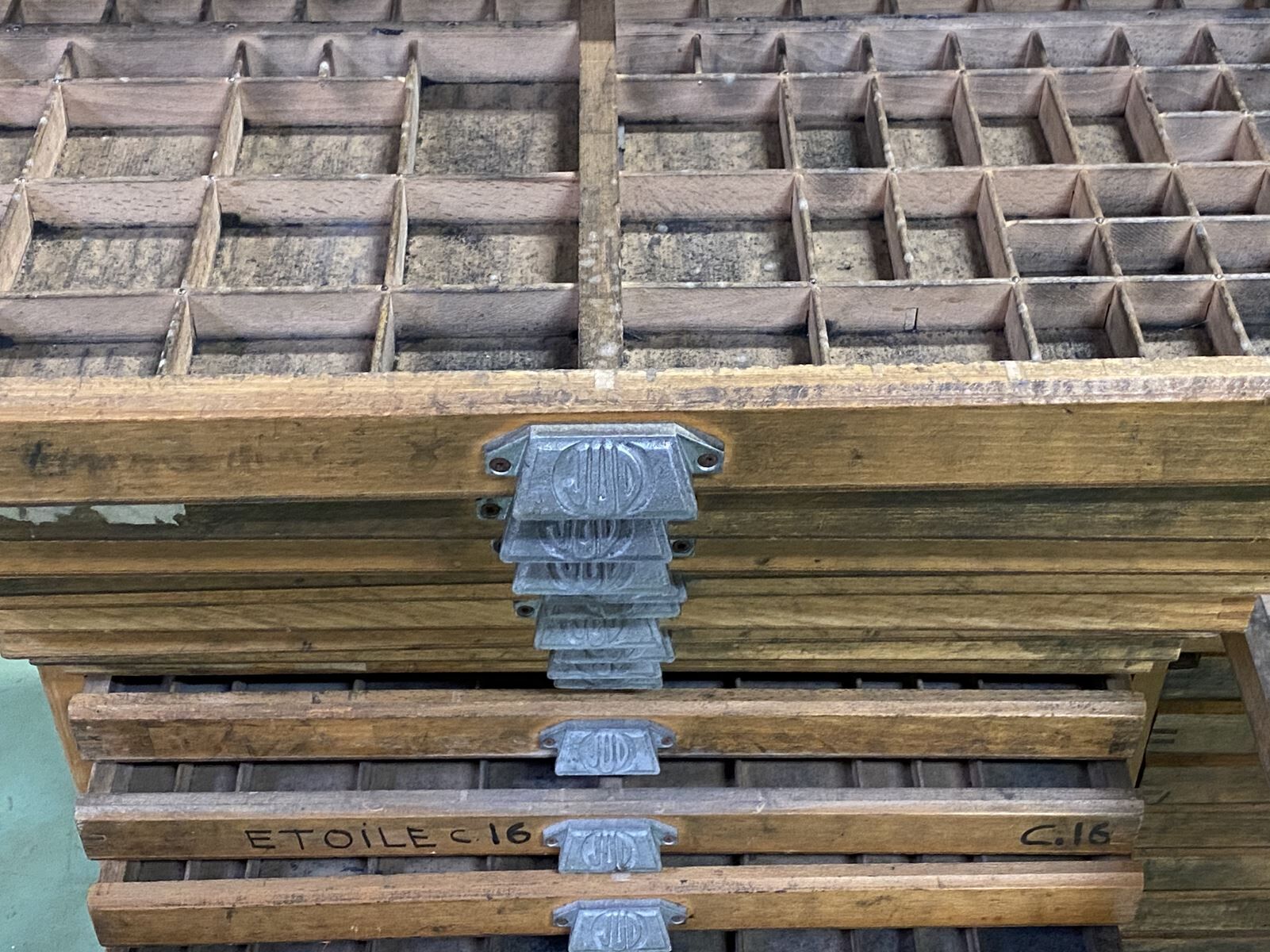 Double oak printer furniture from the 1930s