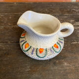 Old pitcher roberto rigon white ceramic polychrome decor vintage