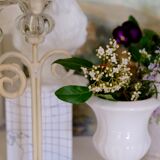 Set of 2 candle holders flower painted metal and glass