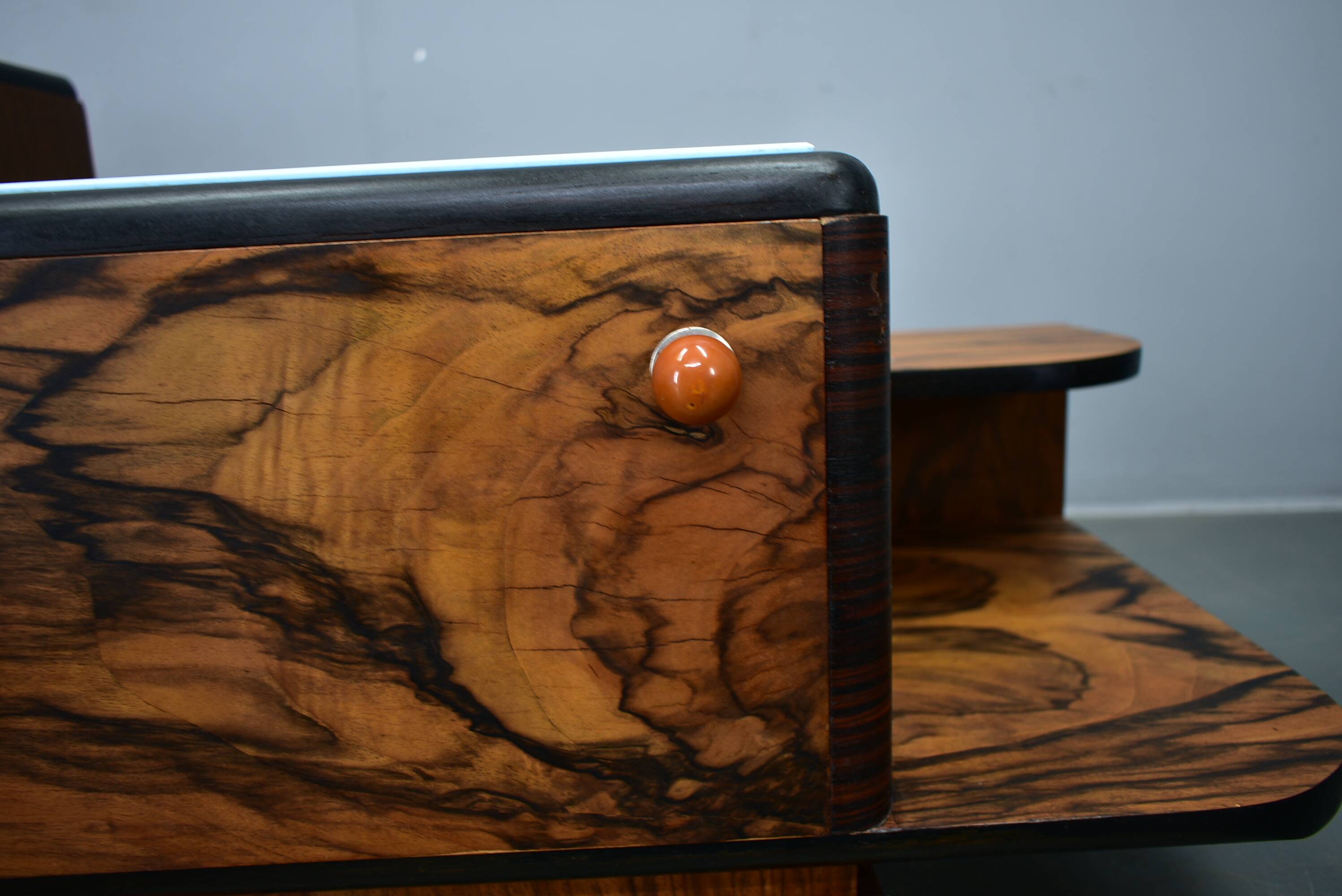 1935s pair of art deco bedside tables, Czechoslovakia