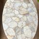 Coffee table in wood, marble and onyx.