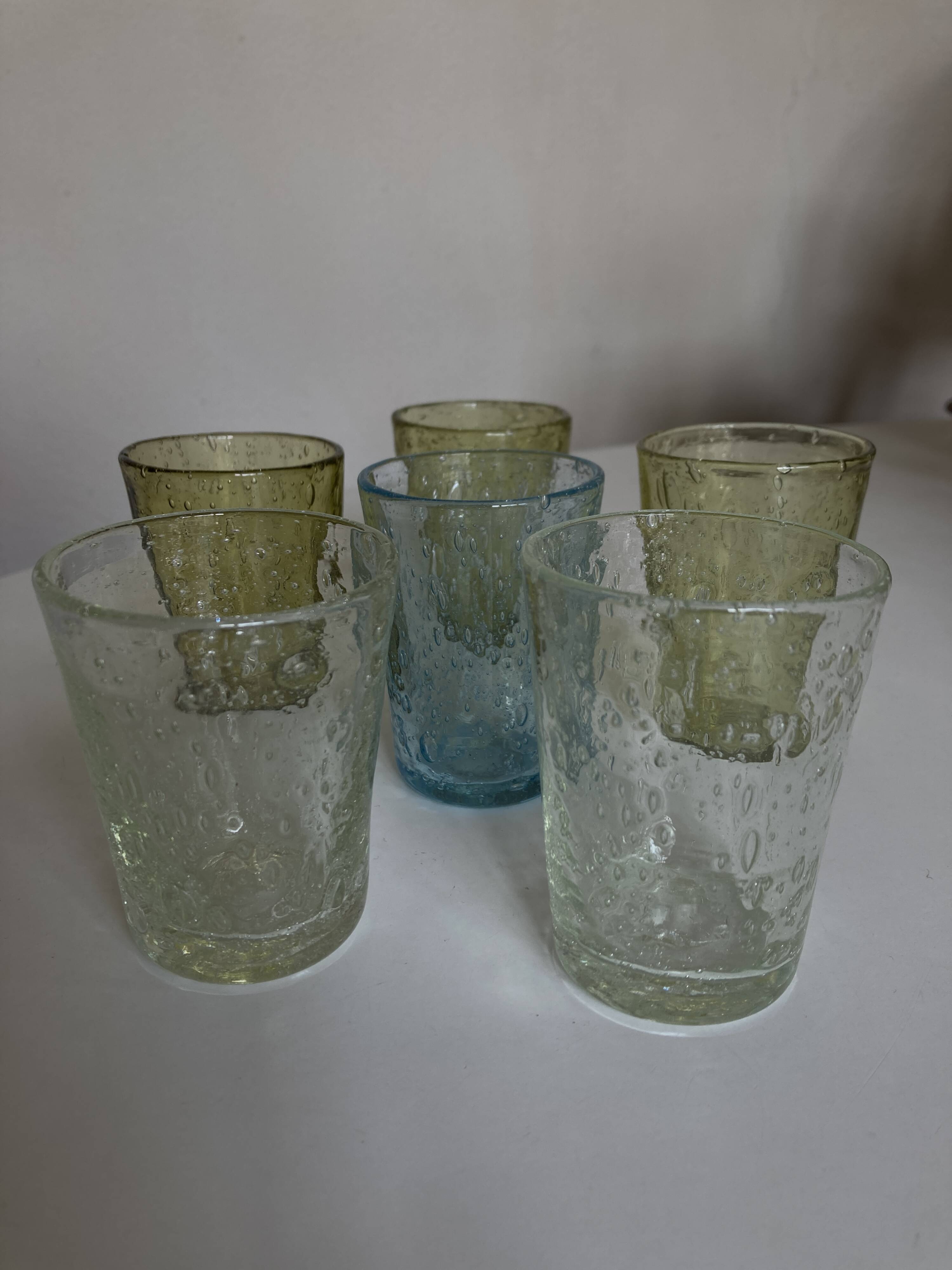 Set of 6 glass shot glasses from Biot 1960