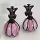 Pair of Tiffany style iron and glass leg wall lights